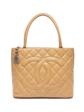 Chanel Tote Bag Silver Caviar Leather Reissue Medallion Quilted